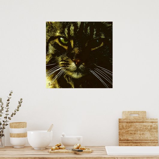 Hypnotizing Cat Digital Art Hypnosis ポスター (キッチン)