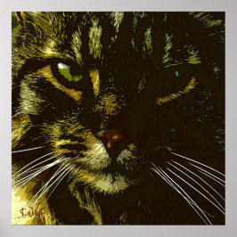 Hypnotizing Cat Digital Art Hypnosis ポスター