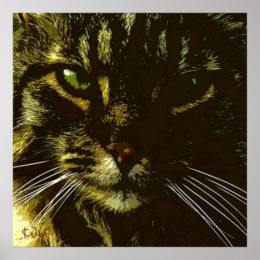 Hypnotizing Cat Digital Art Hypnosis ポスター (正面)