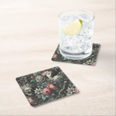 Hysteria Hides in the Blooms – Gothic Victorian スクエアペーパーコースター (インサイチュ)