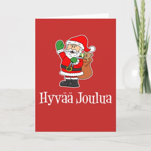 Hyvaa Jouluaのフィンランドのメリークリスマスサンタ シーズンカード (正面)