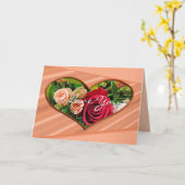 Iつが愛するハート及びバラは大事な行事を梳きます カード (黄色い花)