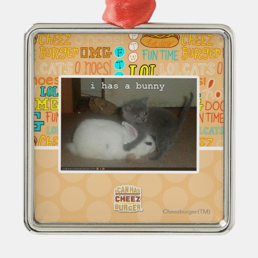 Iつにバニーがあります メタルオーナメント (正面)