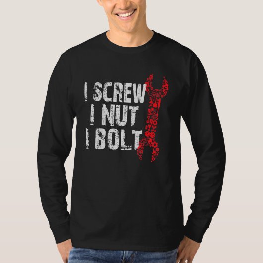 IねじIナットIボルトガレージ動揺して整備士Da Tシャツ (正面)