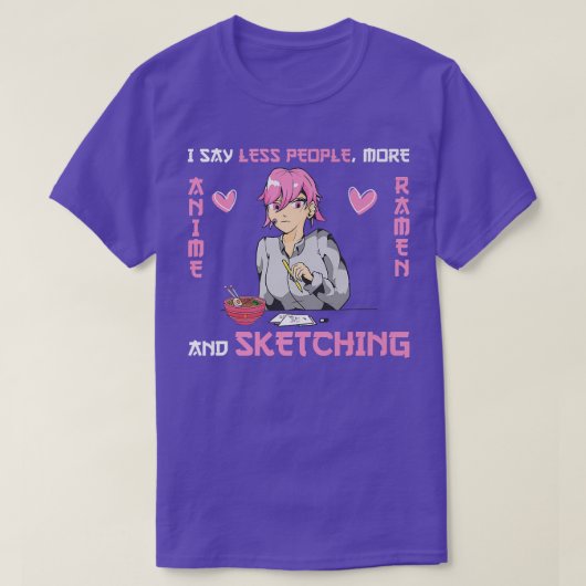 IアニメラーメンとスケッチAnime Merch 197 Tシャツ (デザイン正面)
