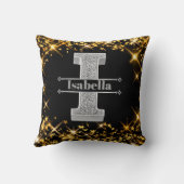 Iイニシャルパーソナライズされたシルバーモノグラムあなたの名前 クッション (裏面)