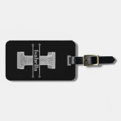 Iイニシャルパーソナライズされたシルバーモノグラムあなたの名前 ラゲッジタグ (正面横)