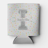 Iイニシャルパーソナライズされたシルバーモノグラムあなたの名前 缶クーラー (正面)