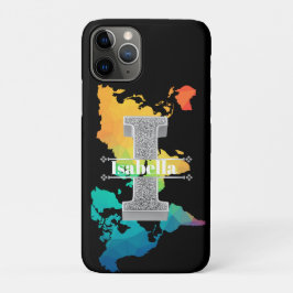 Iイニシャルパーソナライズされたシルバーモノグラムあなたの名前 iPhone 11 PROケース