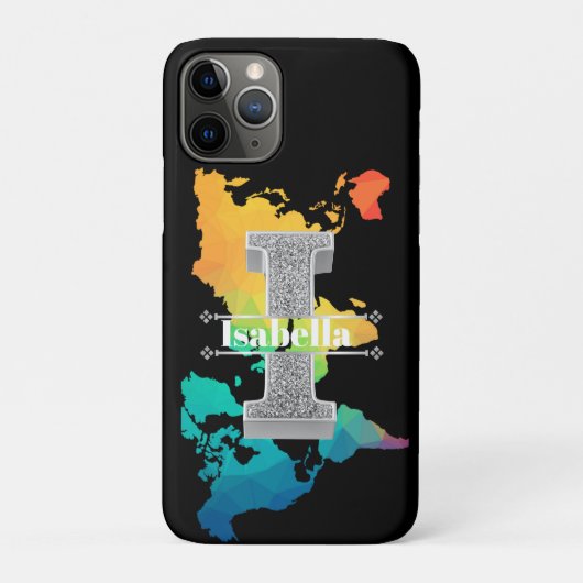 Iイニシャルパーソナライズされたシルバーモノグラムあなたの名前 Case-Mate iPhoneケース (裏)