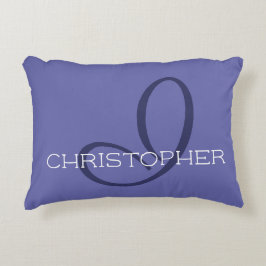 Iイニシャルモダン名ブルースタイリッシュかわいい アクセントクッション