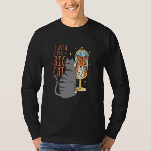 Iウィッシュ大きな猫クールレトロおもしろい風変わり奇妙な芸術 Tシャツ (正面)