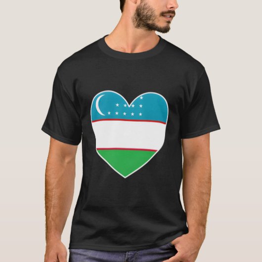Iウズベキスタンおもしろいウズベキスタン国旗He Tシャツ (正面)