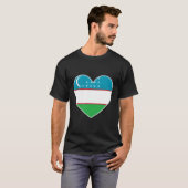 Iウズベキスタンおもしろいウズベキスタン国旗He Tシャツ (正面フル)