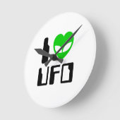 IエイリアンハートUFO ラウンド壁時計 (傾斜)