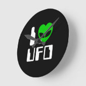IエイリアンハートUFO ラウンド壁時計 (傾斜)