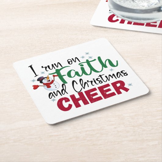Iオン走信仰とクリスマス応援フェスティバル休日 スクエアペーパーコースター (アングル)