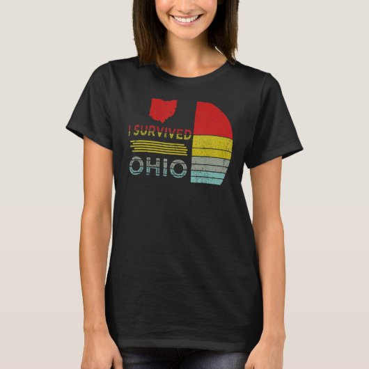 Iオ生き延びハイオの地図ミーム動揺してレトロヴィンテージ Tシャツ (正面)