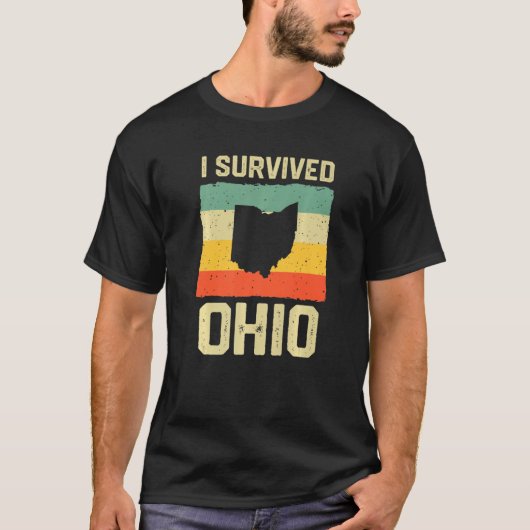 Iオ生き延びハイオの地図ミーム動揺してレトロヴィンテージ Tシャツ (正面)