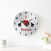 Iカッコいいハートホースデザイン12桁大クロ ラージ壁時計 (ホーム)
