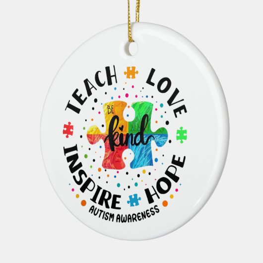 Iキッ教え素晴らしド自閉症の意識の先生 セラミックオーナメント (左)