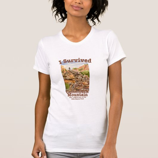 Iキャメル生き延びバック山、エコー峡谷トレイル Tシャツ (正面)