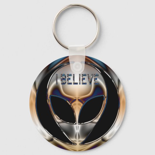 Iクロ信じムエイリアンヘッド キーホルダー (正面)