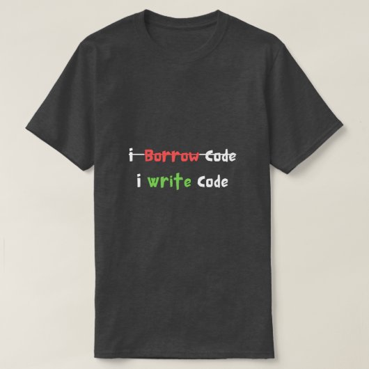 Iコードプログラマー書のコードを借用すおもしろいる Tシャツ (デザイン正面)