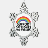 Iサポート：ゲイの権利とゲイの不正ゲイ スノーフレークピューターオーナメント (右)