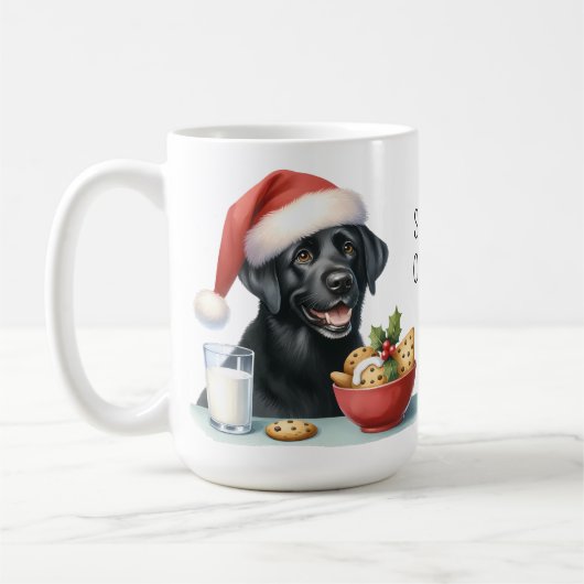 Iサンタ食べーのクッキーラブラドール子犬のクリスマス コーヒーマグカップ (左)