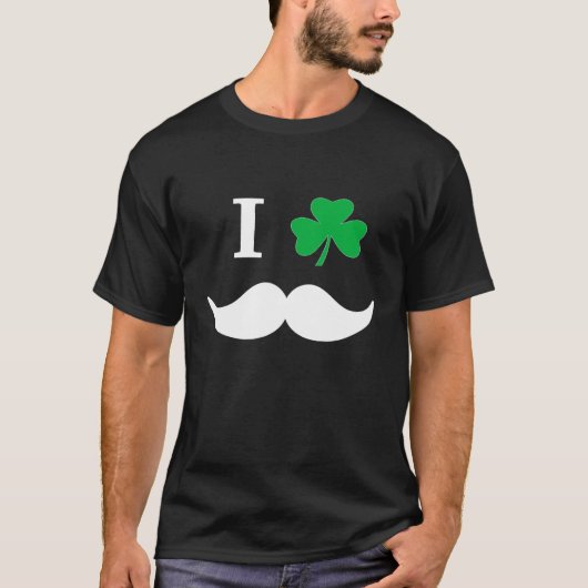 IシャムロックリーフアイリッシュムスタッシュSt patricks dayメンズ Tシャツ (正面)