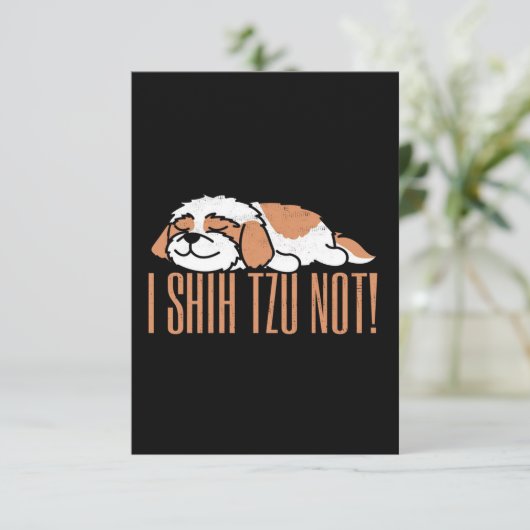 Iシーズー（犬）のTではなくおもしろい引用文 |誕生日ギフトRSVP Ca 出欠カード (スタンド正面)