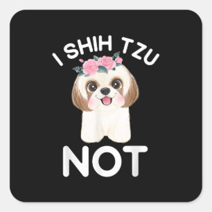 iシーズー（犬）Tzuないフローラ犬パピーシーズー（犬）Tzu女性Gif スクエアシール