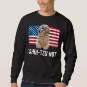 Iシーズー(犬)Tzu Notアメリカ国旗の犬のオーナーシーズー(犬)Tzu スウェットシャツ (正面)