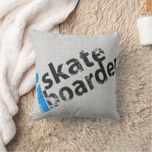 Iスケートボーダーのグランジな文字の枕LTブルーグレー クッション (ブランケット)