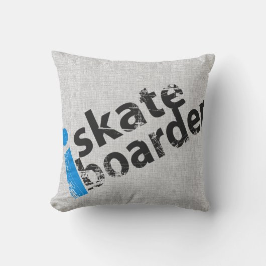 Iスケートボーダーのグランジな文字の枕LTブルーグレー クッション (正面)