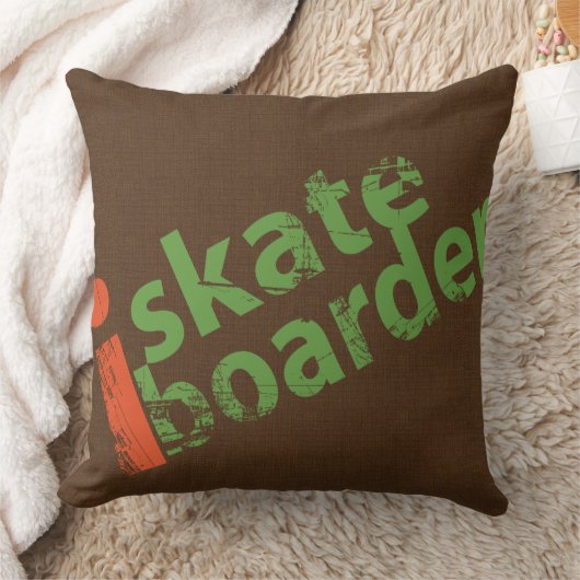Iスケートボーダーのヴィンテージブラウン クッション (ブランケット)