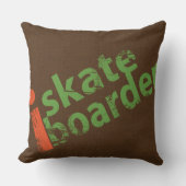 Iスケートボーダーのヴィンテージブラウン クッション (正面)