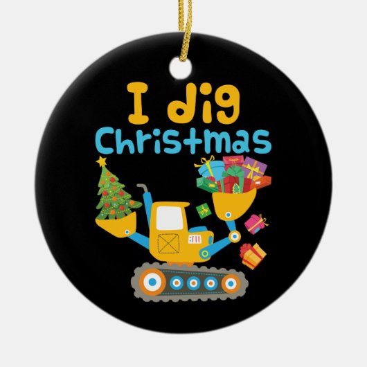 Iディグクリスマスショベルクリスマス セラミックオーナメント (正面)