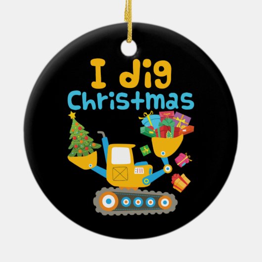 Iディグクリスマスショベルクリスマス セラミックオーナメント (裏面)