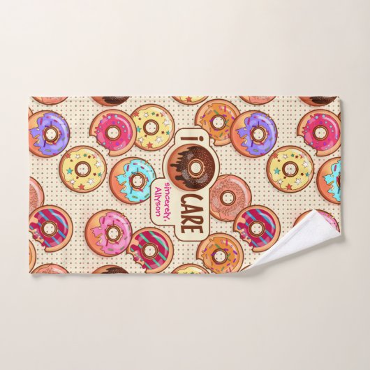 Iドーナツ心配かわいくおもしろいなドーナツ菓子は愛を扱います ハンドタオル (ハンドタオル)
