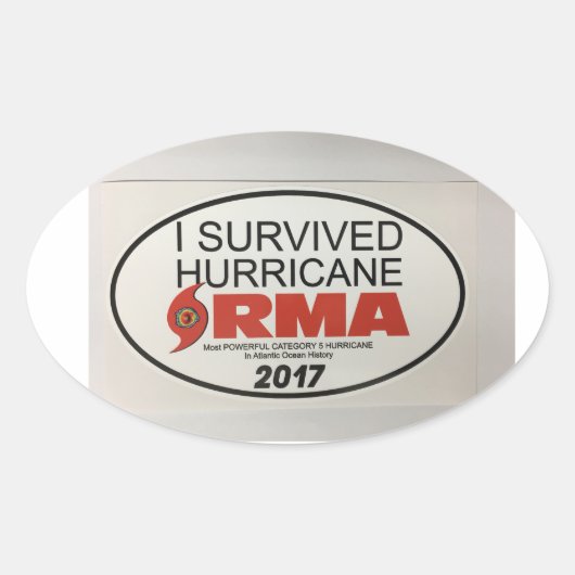 Iハリケ生き延びーンIRMA OVALデカール 楕円形シール (正面)