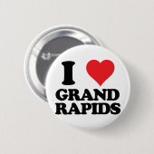 Iハートおよび愛Grand Rapids、ミシガン州 缶バッジ (正面&裏面)