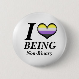 Iハートが非バイナリデザインプライドフラグの色 缶バッジ