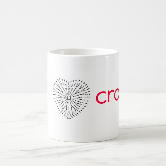 Iハートのかぎ針編み コーヒーマグカップ (中央)