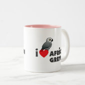 Iハートのアフリカ灰色 ツートーンマグカップ (正面右)