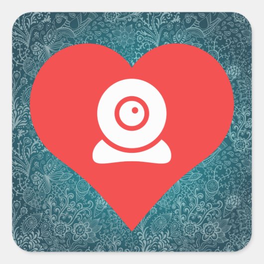 IハートのインストールWebcamsアイコン スクエアシール (正面)