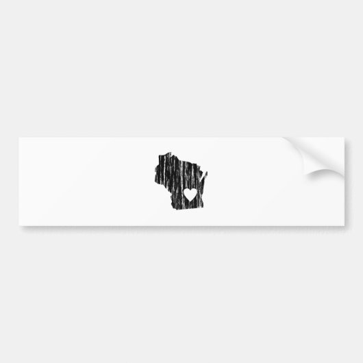 Iハートのウィスコンシンのグランジで擦り切れたな輪郭の州愛 バンパーステッカー (正面)