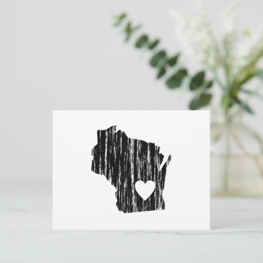 Iハートのウィスコンシンのグランジで擦り切れたな輪郭の州愛 ポストカード (スタンド正面)