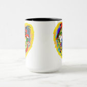 Iハートのオウムのかわいい漫画 マグカップ (中央)